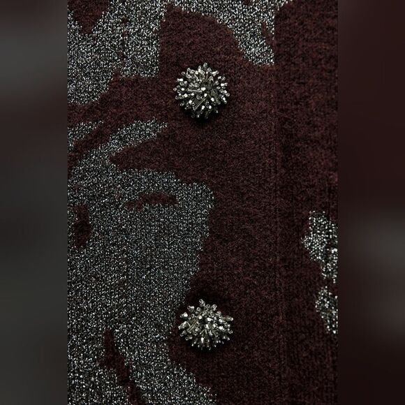 NWT ZARA KNIT COAT WITH METALLIC THREAD Wine | 2756/128/6 - Picture 12 of 16
